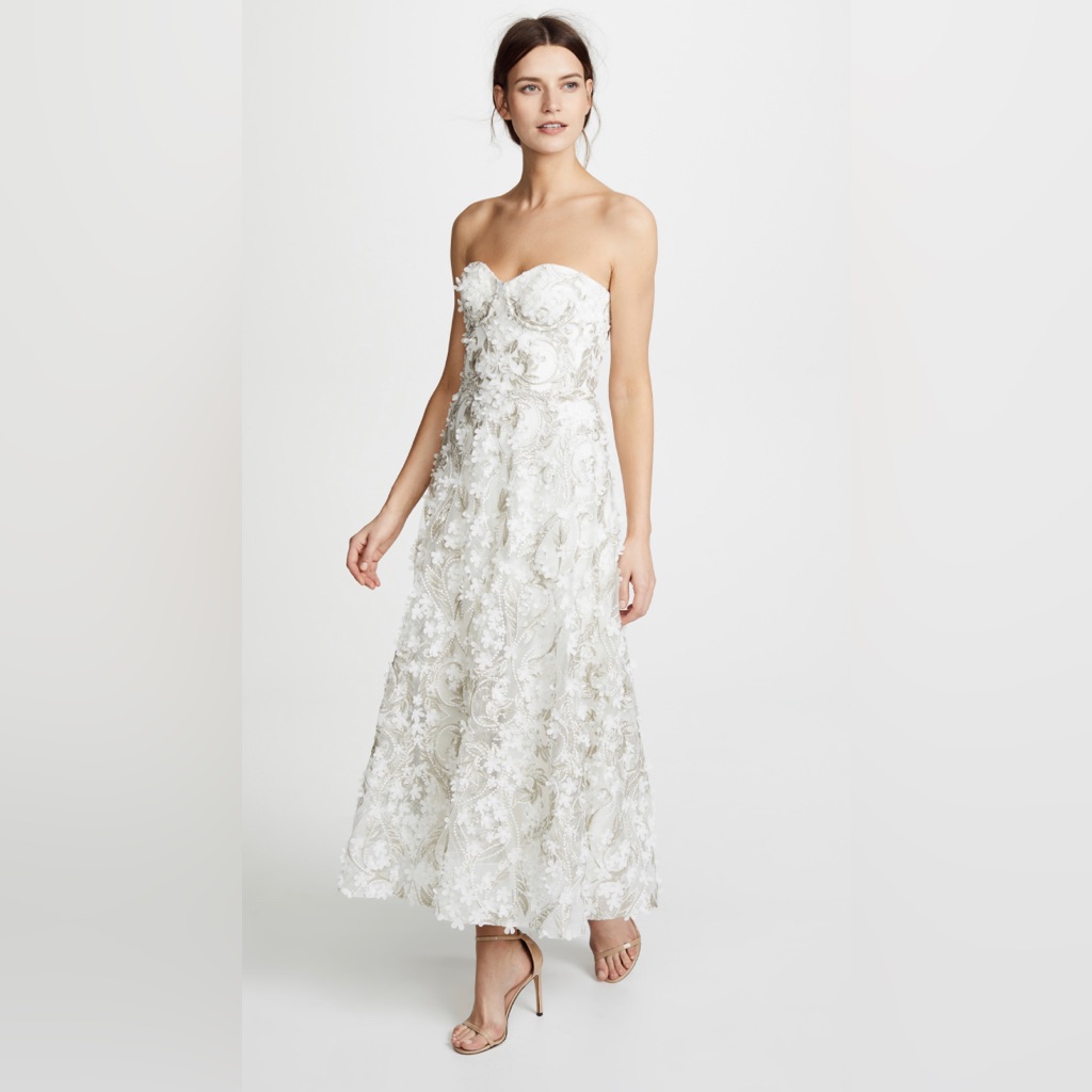 Marchesa Notte, Size 6 3d Embroidered Strapless Gown